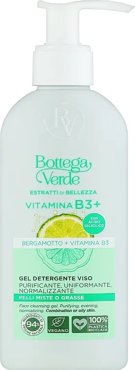 Bottega Verde Beauty Extracts Bergamot Vitamin B3+ Face Cleansing Gel Gel za pranje