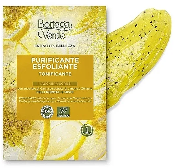 Bottega Verde Beauty Extracts Cane Sugar, Lemon &amp; Ginger Extracts Scrub Mask Maska sa smeđim šećerom, ekstraktima limuna i đumbira