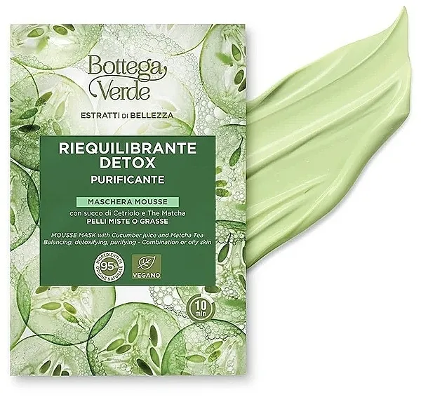 Bottega Verde Beauty Extracts Cucumber Juice &amp; Matcha Tea Mousse Mask Maska sa sokom od krastavca i matča čajem
