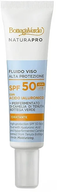 Bottega Verde High-Protection Moisturizing Face Fluid SPF50 Hidratantni fluid za lice sa hijaluronskom kiselinom i hiperfermentisanim ekstraktom kamelije