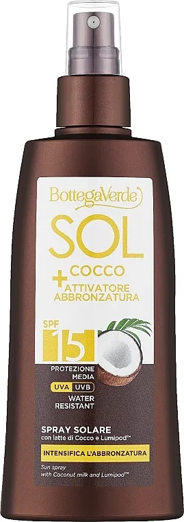 Bottega Verde Sol Cocco Suntan Spray Water Resistant SPF15 Sprej za telo
