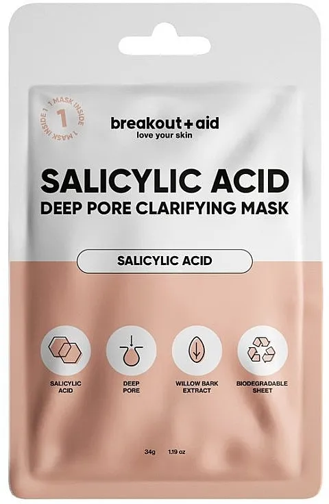 Breakout + Aid Salicylic Acid Deep Pore Clarifying Mask Platnena maska sa salicilnom kiselinom