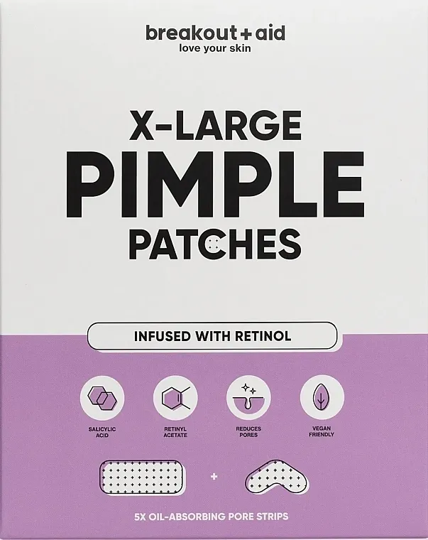 Breakout + Aid X-Large Pimple Patches Flasteri za problematičnu kožu sa salicilnom kiselinom i retinolom