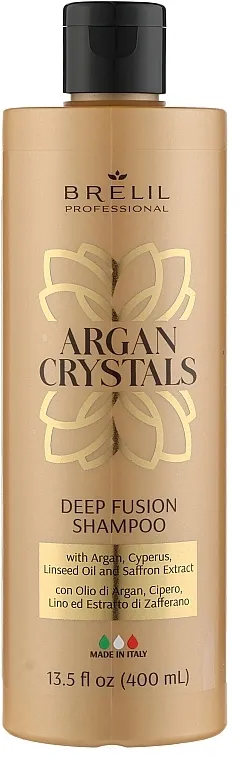 Brelil Argan Crystals Deep Fusion Shampoo Šampon sa arganovim uljem, uljem cibore i lanenim uljem, kao i ekstraktom šafrana