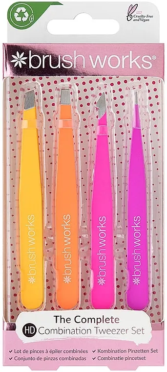 Brushworks 4 Piece Combination Tweezer Set Brights Set pinceta, 4 kom, šareni