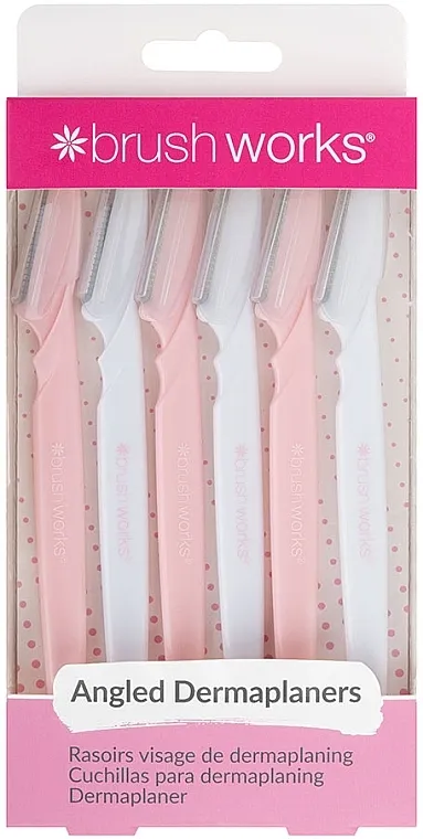 Brushworks Angled Dermaplaners Brijači beli i roze, 6 kom.