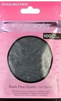 Brushworks Black Flexi Elastic Hair Bands Crne gumice za kosu, 100 kom.