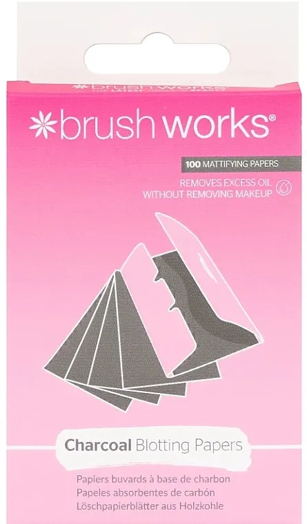Brushworks Charcoal Blotting Papers Matirajuće maramice za lice sa ugljem, 100 kom.