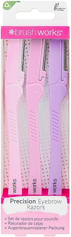 Brushworks Precision Eyebrow Razor Mixed Brijači za obrve, 3 kom, šareni