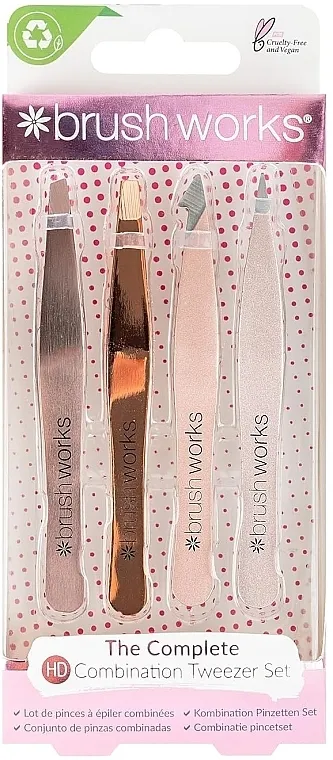 Brushworks The Complete HD Combination Tweezer Set Gold Set pinceta, zlato