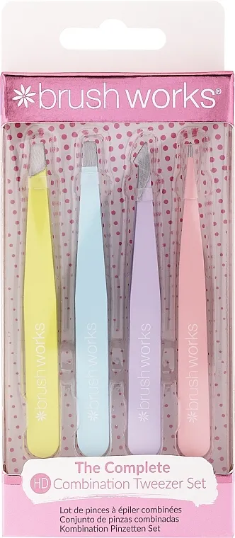 Brushworks The Complete HD Combination Tweezer Set Mixed Set pinceta, žuta + plava + ljubičasta + boje breskve