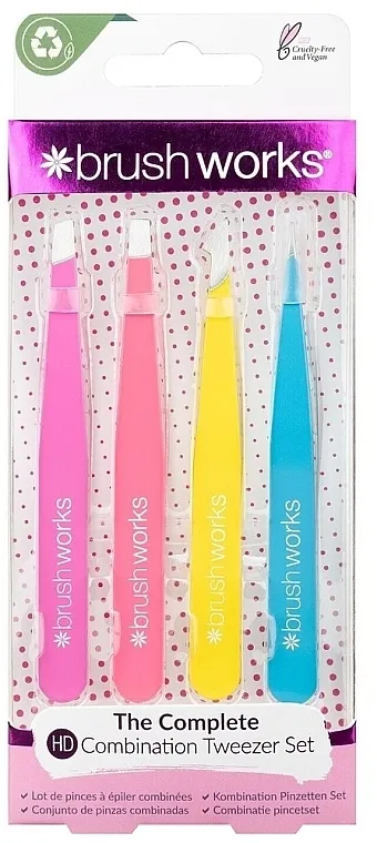 Brushworks The Complete HD Combination Tweezer Set Neon Set pinceta, neon