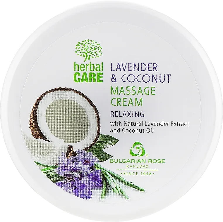 Bulgarian Rose Herbal Care Lavender &amp; Cococnut Massage Cream Krema za masažu s opuštajućim učinkom
