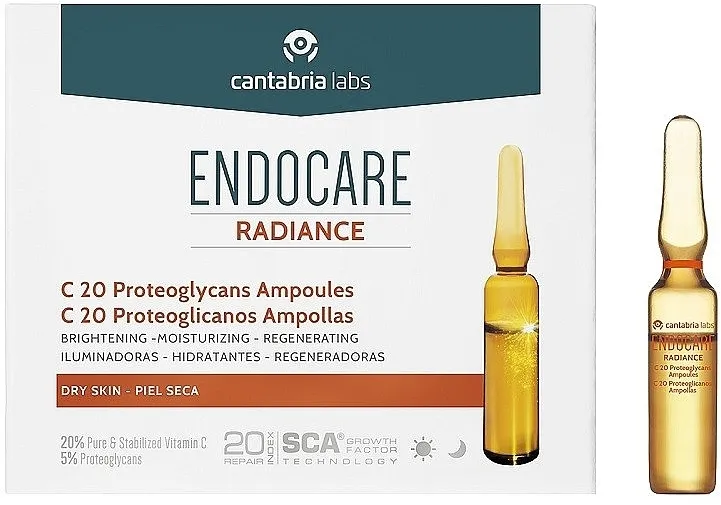 Cantabria Labs Endocare C20 Proteoglycans Ampoules Ampule za lice sa vitaminom C za suvu kožu