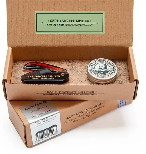 Captain Fawcett Gift Box (wax/15ml + h/comb/1pc) Set