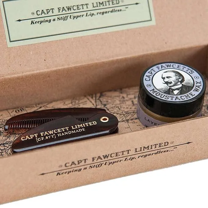 Captain Fawcett Moustache Wax &amp; Folding Pocket Moustache Comb (CF.87T) (wax/15ml + comb/1pcs) Set