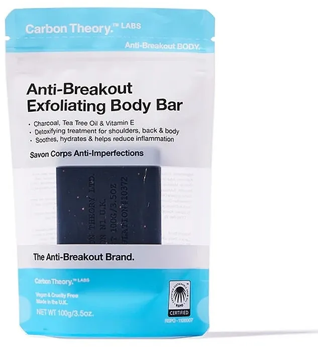 Carbon Theory Charcoal &amp; Tea Tree Oil Exfoliating Body Soap Bar Piling sapun za telo sa uljem čajevca