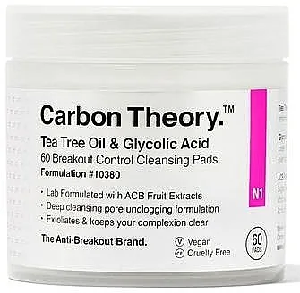 Carbon Theory Cleansing Pads Tea Tree Oil Maramice za čišćenje lica sa uljem čajevca
