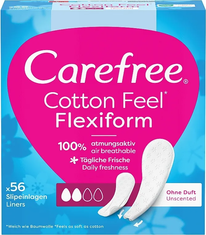 Carefree Cotton FlexiForm Unscented Higijenski ulošci bez mirisa, 56 kom