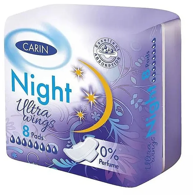 Carin Ultra Wings Night 0% Perfume Higijenski ulošci, 8 kom.