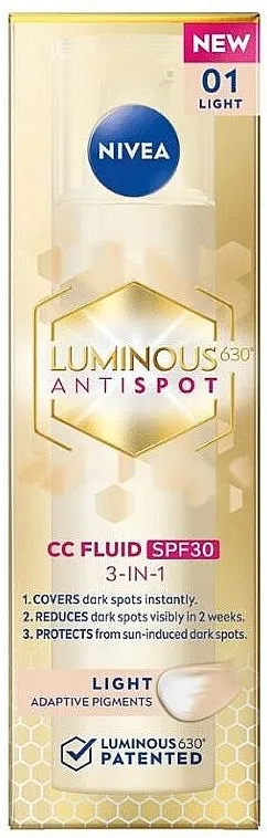 CC krema NIVEA Luminous 630 CC Fluid SPF30 3in1