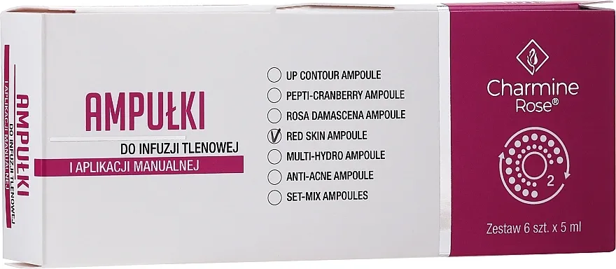Charmine Rose Red Skin Ampoule Ampule za postupke infuzije kisika i za ručnu upotrebu