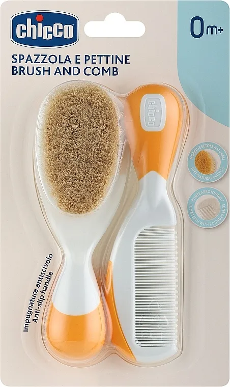 Chicco Baby Moments Orange (brush/1pc + comb/1pc) Set