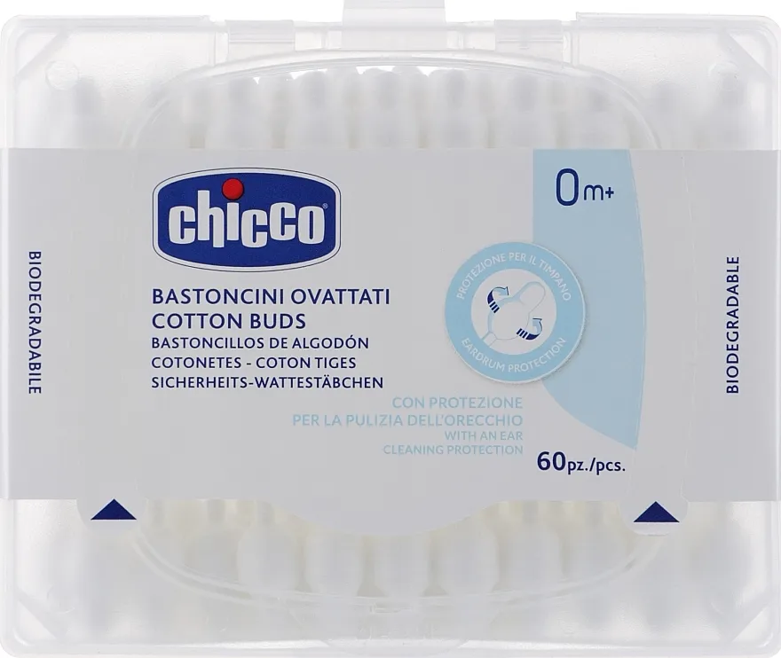 Chicco Dečiji pamučni štapići sa limiterom, 60 kom
