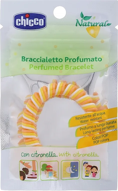 Chicco Perfumed Bracelet Narukvica protiv komaraca sa mirisom, narandžastao-žuta-bela