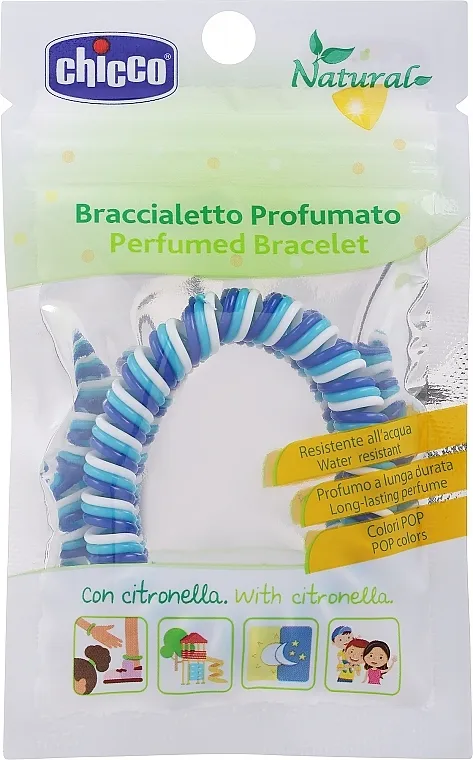 Chicco Perfumed Bracelet Narukvica protiv komaraca sa mirisom, plavo-bela