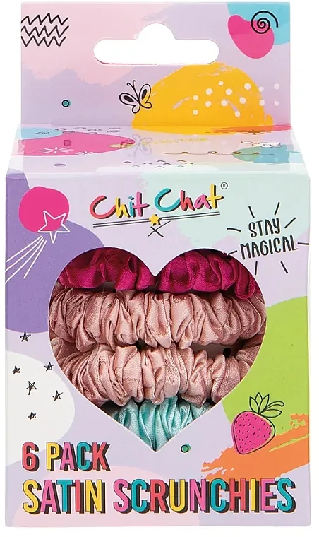 Chit Chat Satin Scrunchies 6 Pack Set satenskih gumica za kosu, 6 kom.