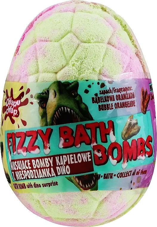 Chlapu Chlap Dino Bubble Orangeade Fizzy Bath Bombs Bomba za kupanje "Dino" s iznenađenjem, zeleno-ružičasta s aromom narančade