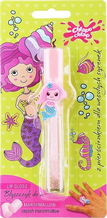 Chlapu Chlap Lip Gloss Marshmallow Balzam-sjaj za usne " Mala sirena" + prsten, sa mirisom zefira