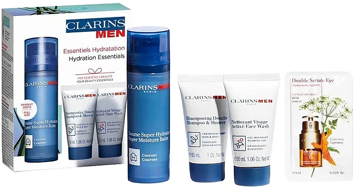 Clarins Hydration Essentials (balm/50ml + foam/30ml + eye/ser/0.9ml + sh/gel/30ml) Komplet