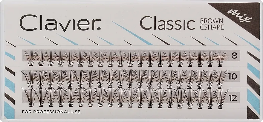 Clavier Classic Brown Cshape Mix Veštačke trepavice, braon, 8,10,12 mm, krivina C, 10D