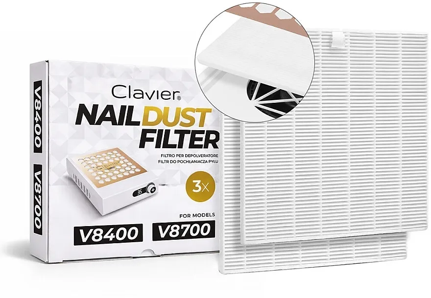 Clavier Nail Dust Filter Filter za aspiratore, za modele V8400, V8700, 3 komada