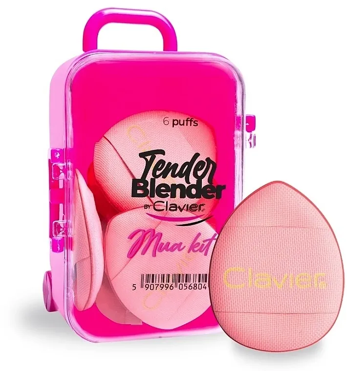 Clavier Tender Blender Mua Kit Mini set ravnih sunđera za šminkanje, roze, 6 kom.