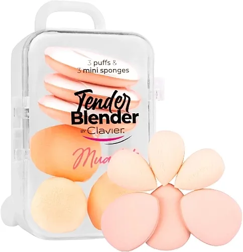 Clavier Tender Blender Mua Kit Mini set sunđera za šminkanje, beli, 6 kom.