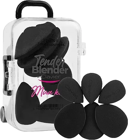 Clavier Tender Blender Mua Kit Mini set sunđera za šminkanje, crni, 6 kom.