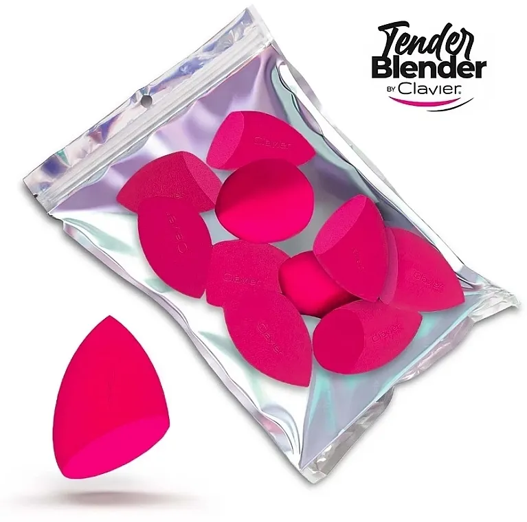 Clavier Tender Blender Super Soft Set ukošenih sunđera za šminkanje, roze