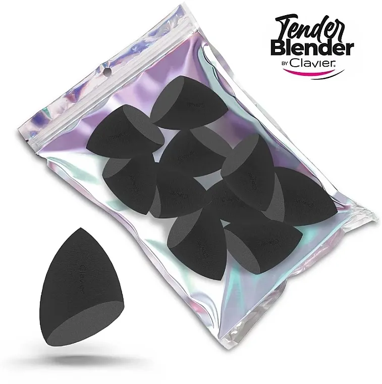 Clavier Tender Blender Super Soft Set ukošenih sunđera za šminkanje, crni