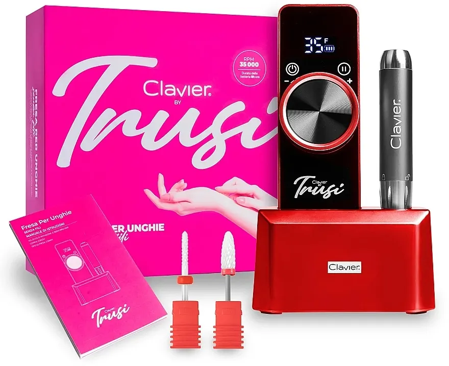 Clavier Trusi 65 W Mobilni akumulatorski frezer za manikir, crveni