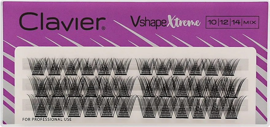Clavier V Shape Extreme Veštačke trepavice, C, 10/12/14 mm