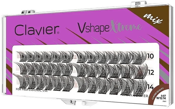 Clavier Vshape Xtreme Brown Veštačke trepavice, braon, 10,12,14 mm, kriva C, 10D