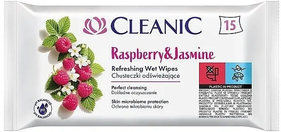 Cleanic Raspberry &amp; Jasmine Refreshing Wet Wipes Osvežavajuće vlažne maramice "Malina i jasmin"