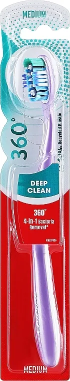 Colgate 360 Deep Clean Medium Toothbrush Četkica za zube, ljubičasta