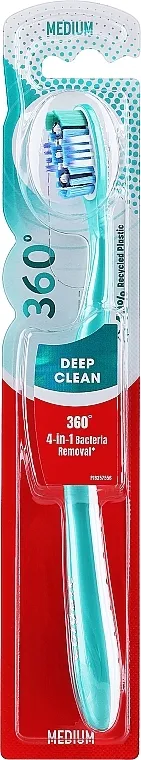 Colgate 360 Deep Clean Medium Toothbrush Četkica za zube, tirkizna