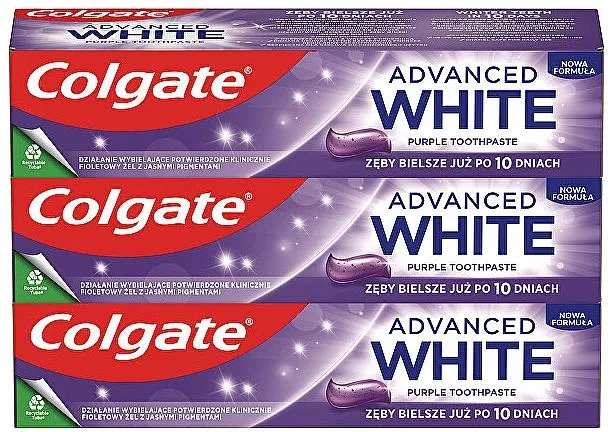 Colgate Advanced White Purple Trio Toothpaste (toothpaste/3x75ml) Komplet