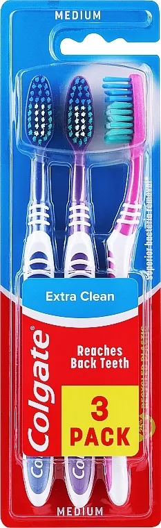 Colgate Extra Clean Medium Četkica za zube, srednja, plava + ljubičasta + roze