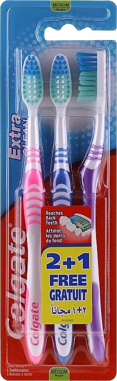 Colgate Extra Clean Medium Četkica za zube, srednja, roze + plava + ljubičasta